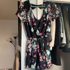 Black and floral romper